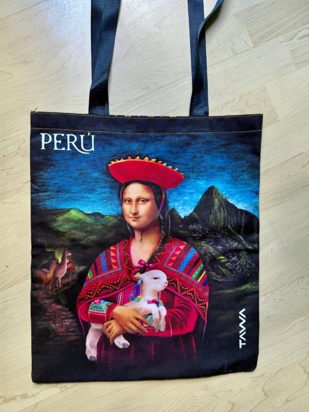 Peru Mona Lisa Art Tote Bag – Cultural Print Shoulder Bag